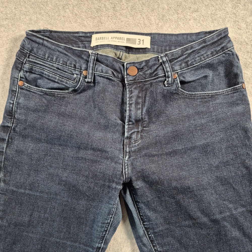 Barbell Apparel Mens Straight Athletic Fit Dark Wash Jeans Size 31 (Fits 31x29)